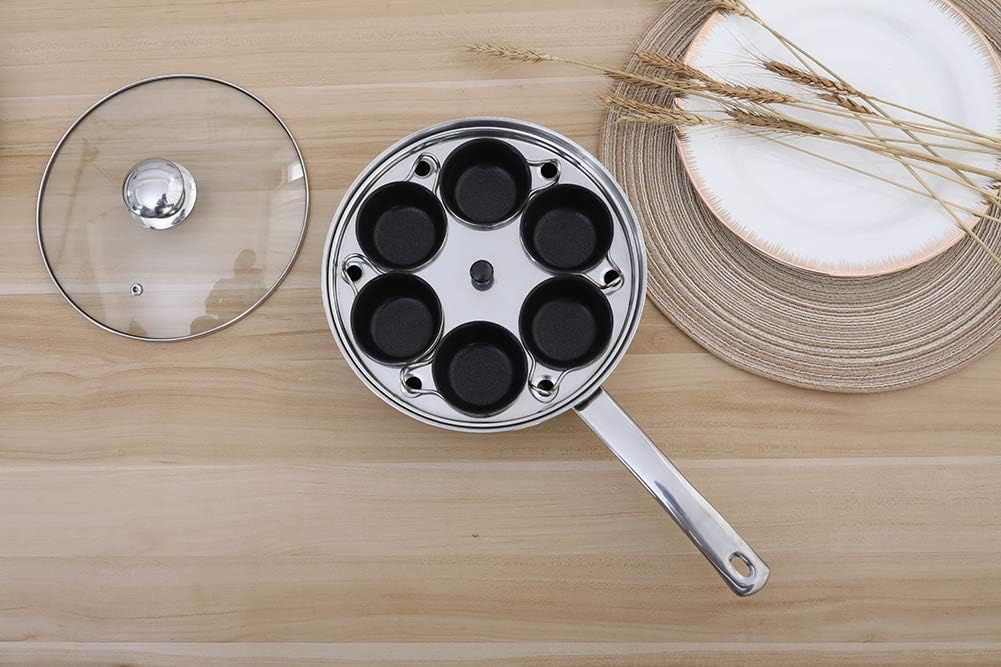 Egg Poacher Pan – Stainless Steel 6-Cup Poached Egg Cooker with Glass Lid