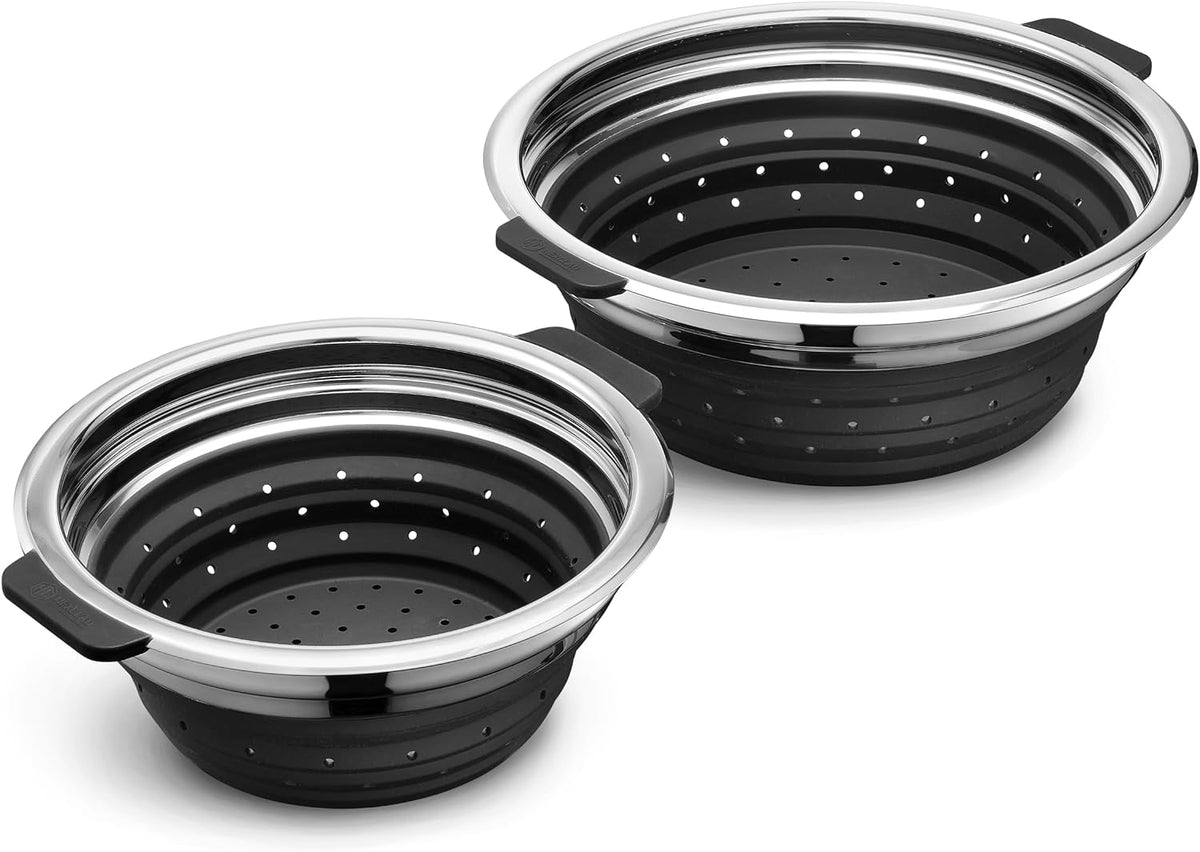 2-Piece Collapsible Steamer Basket Set – Heat-Safe to 230ºC, Dishwasher Safe
