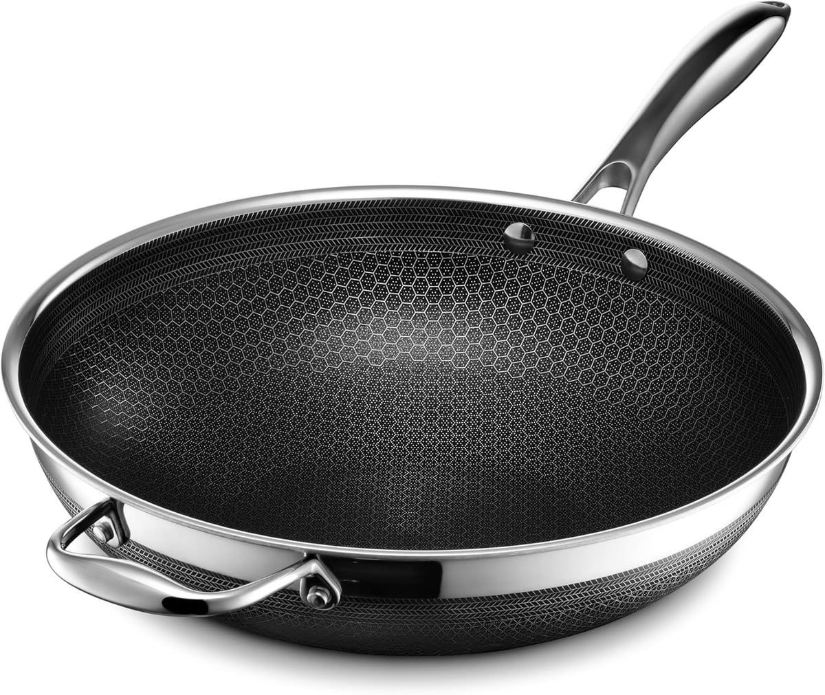 Thopos 30 cm Hybrid Nonstick Wok, Dishwasher & Oven Safe, Induction-Ready